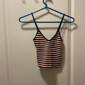 Brandy Melville red white blue v neck strappy crop top